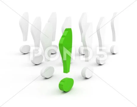 Green exclamation mark leadership concept over white background Stock Illustration