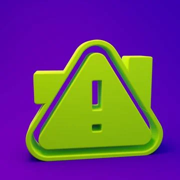 Green Exclamation mark in triangle icon isolated on purple-blue background... Stock Illustration