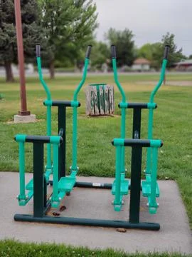 Green exercise equipment Stock Photos