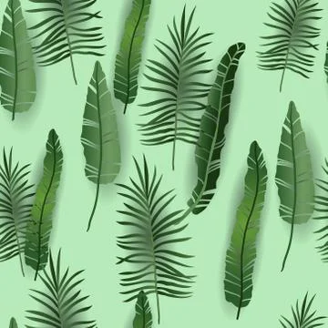 Green exotic Seamless pattern Stock Illustration