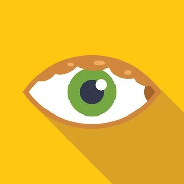 Green eye with conjunctivitis on yellow background Stock Illustration