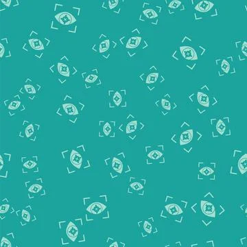 Green Eye scan icon isolated seamless pattern on green background. Scanning eye Stock Illustration