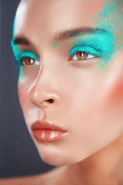 Green eye shadows Stock Photos