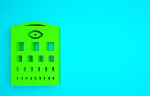 Green Eye test chart icon isolated on blue background. Poster for vision test 스톡 일러스트