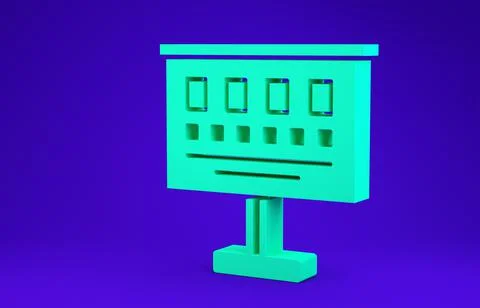 Green Eye test chart icon isolated on blue background. Poster for vision test Stock Illustration