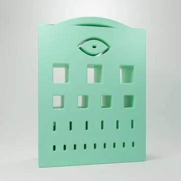 Green Eye test chart icon isolated on grey background. Poster for vision te.. Stock Illustration