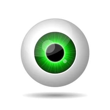 Green Eye on White Background. Stock Illustration