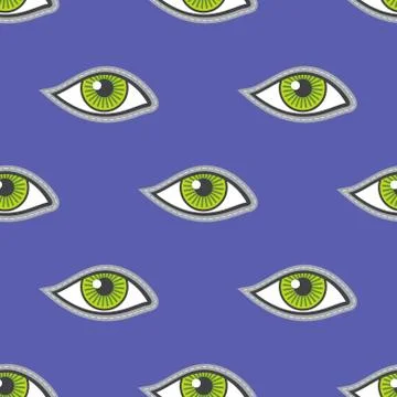 Green eyes patch vector seamless pattern Stock Illustration