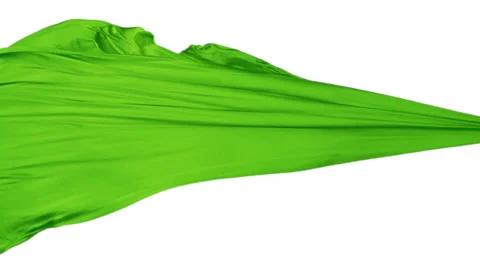 Green fabric flowing on white background, Slow Motion Stock Footage 31819325