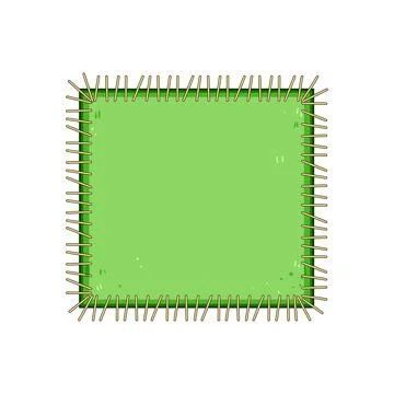 Green fabric patch with rough stitching border Stock Illustration