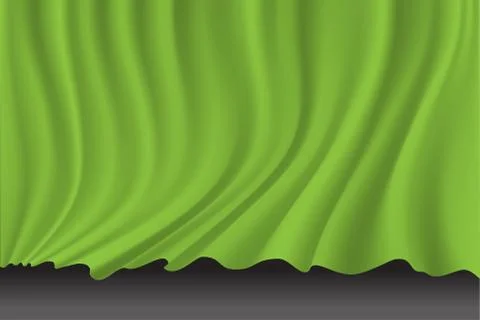 Green fabric wave on gray vector illustration. Stock Illustration