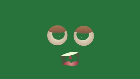 Green Face Two Eyes on Green Screen Background Видео 338024098