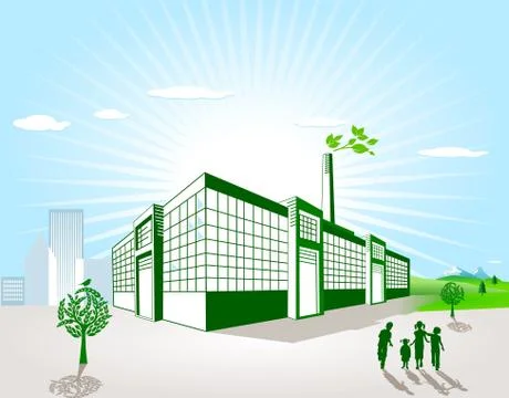 Green factory Stock Illustration