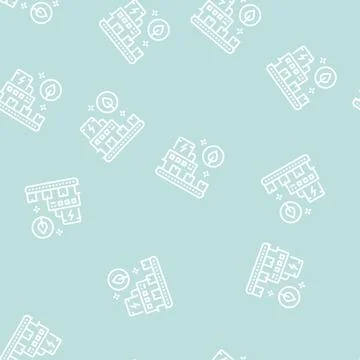 Green factory line seamless pattern Stock Illustration