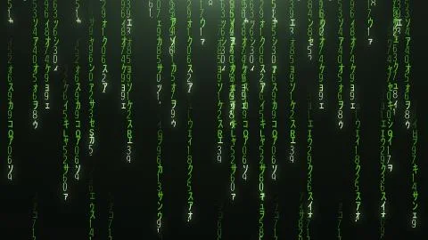 Green falling red matrix code Illustrazione stock