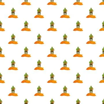 Green fantasy goblin creature standing seamless pattern Stock Illustration
