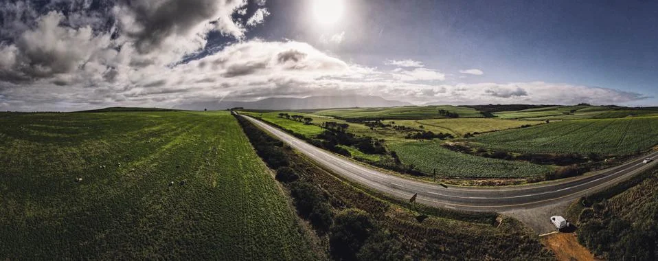 Green farm fields Stock Photos