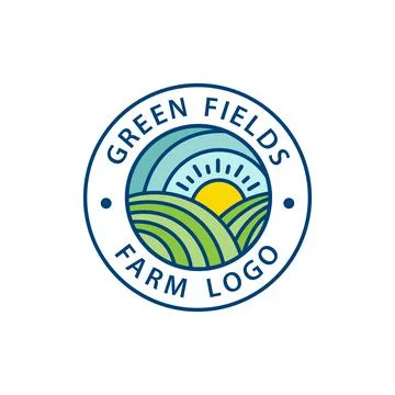 Green farm logos Vector emblem Stock Illustration