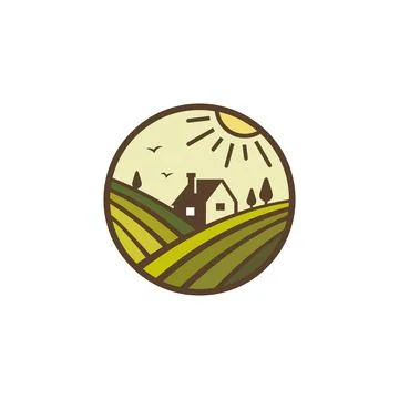 Green farm logos Vector emblem Stock Illustration
