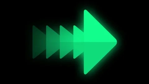 Green fast forward arrow icon with trailing motion effect moving across the scre Stock Footage 333727300