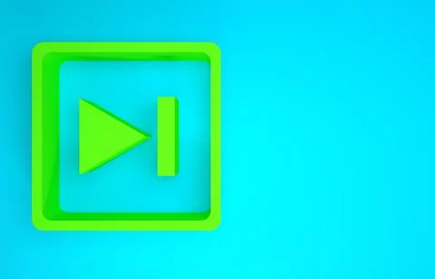 Green Fast forward icon isolated on blue background. Minimalism concept. 3d i Stock Illustration
