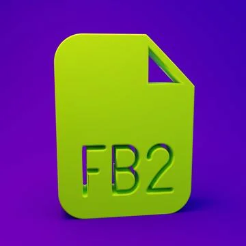 Green FB2 File icon isolated on purple-blue background. Minimalism concept... Stock Illustration
