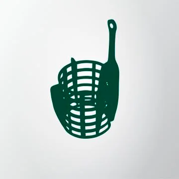 Green feeder net isolated on gray background. Fishing icon. Wire cage. Vector Stock Illustration