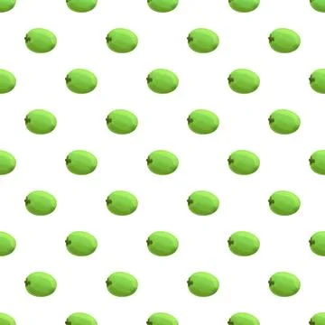 Green feijoa fruit repeating seamless pattern background 库存插图