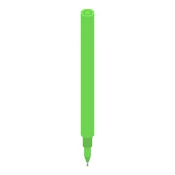 Green felt tip pen pointing downwards on white background Illustrazione stock