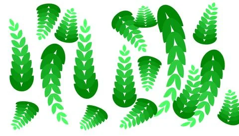 Green Fern Leaf Pattern Vector Background With Abstract Tropical Foliage An.. 스톡 일러스트