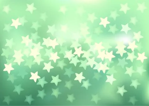 Green festive lights in star shape, vector background. Illustrazione stock