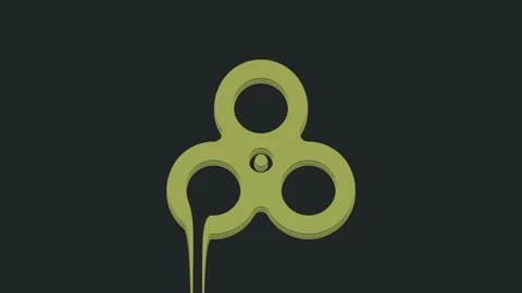 Green Fidget spinner icon isolated on black background. Stress relieving toy Stock Footage 235593770