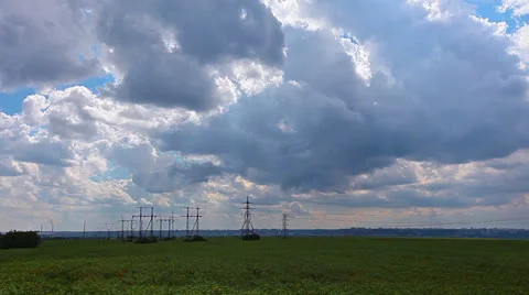 Green field and cloudy sky Stock Footage 25870869