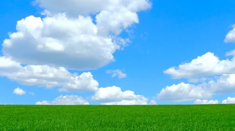 Green field and cloudy sky Stock Footage 63227292