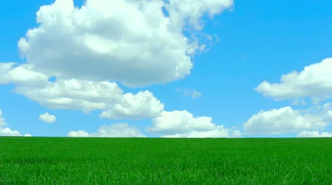 Green field and cloudy sky Stock Footage 63227853