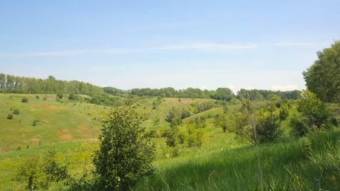 Green field and cloudy sky, beautiful nature landscape Video stock 77503864