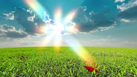 Green field and cloudy sky timelapse Stock Footage 187580421