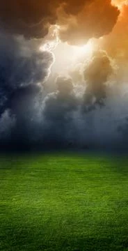 Green field, dark sky Stock Illustration