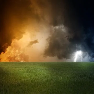 Green field, dark sky Illustrazione stock