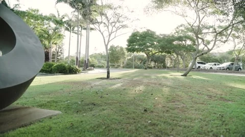 Green field with structure crane up Video stock 145571337