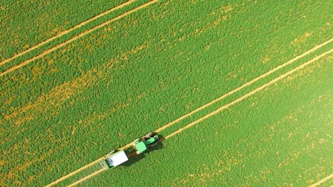 Green field with tractor. Stock Footage 74197674