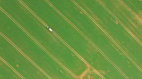 Green field with tractor. Video stock 74200372