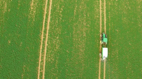 Green field with tractor. Stock Footage 74200687