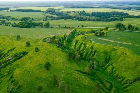 Green fields from above Foto stock