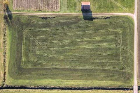 Green fields aerial view Stock Photos