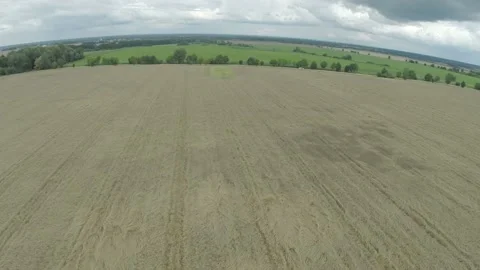 Green fields and forest are visible in the distance Stock Footage 105936329