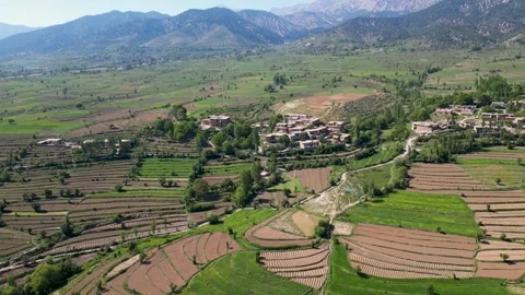 Green Fields and Mud-Clad Homes Video stock 274533862