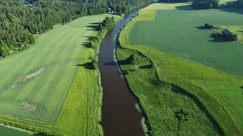 Green fields and river Stock Footage 279753235