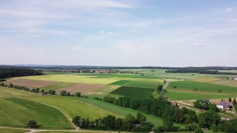 Green fields and small villages from the top Stock Footage 155935247