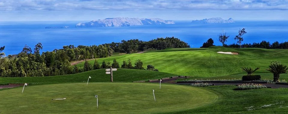 Green fields for golf playing Stock Photos
